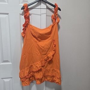 Boohoo Plus Orange Ruffle Trim Camisole